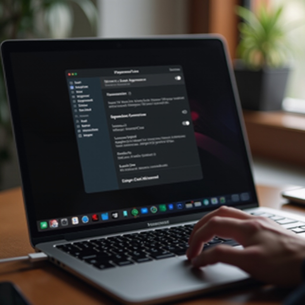 como posso mudar meu macbook para o modo escuro